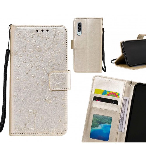Samsung Galaxy A90 Case Embossed Wallet Leather Case - Gold