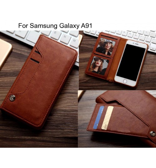 Samsung Galaxy A91 case slim leather wallet case 6 cards 2 ID magnet