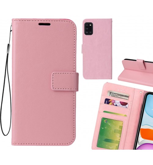 Samsung Galaxy A31 Case Fine Leather Wallet Case - Pink