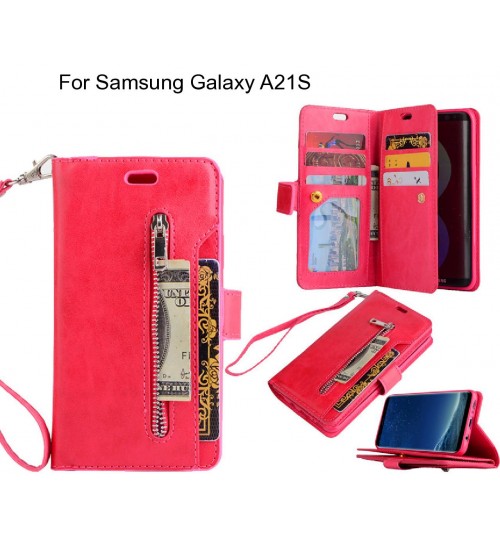 Samsung Galaxy A21S case 10 cards slots wallet leather case with zip