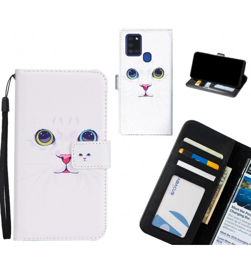 Samsung Galaxy A21S case 3 card leather wallet case printed ID