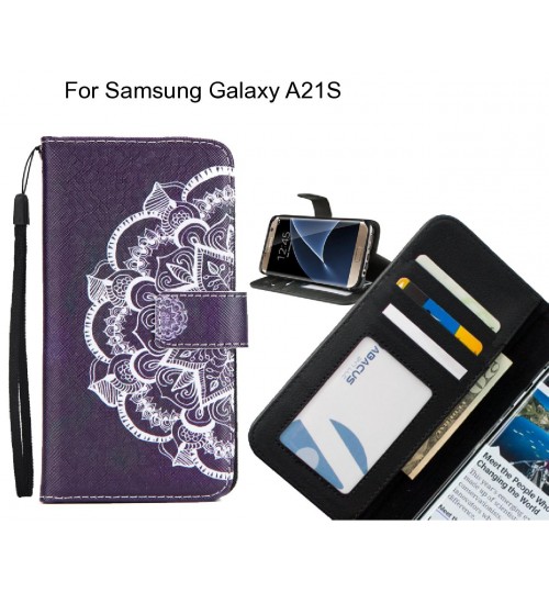 Samsung Galaxy A21S case 3 card leather wallet case printed ID