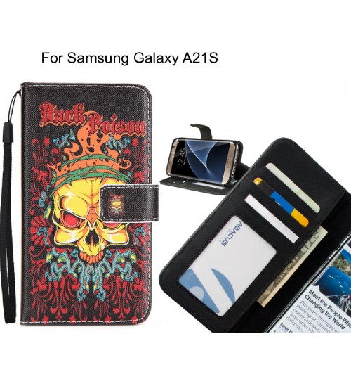 Samsung Galaxy A21S case 3 card leather wallet case printed ID