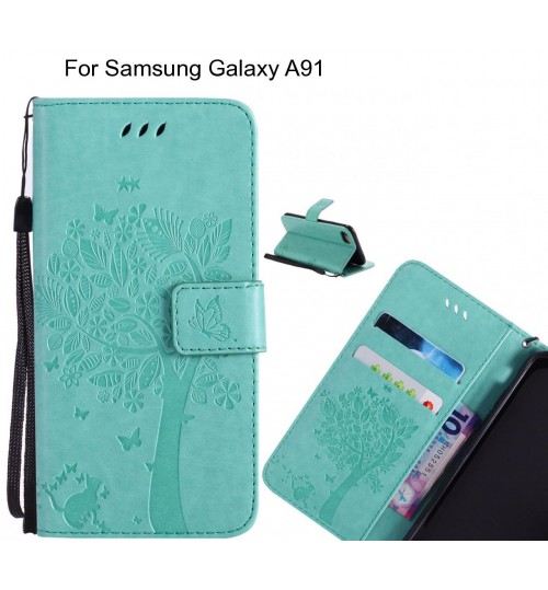 Samsung Galaxy A91 case leather wallet case embossed pattern