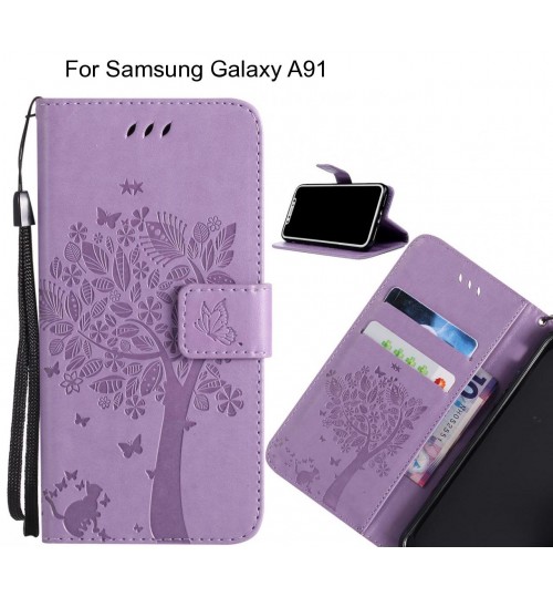 Samsung Galaxy A91 case leather wallet case embossed pattern