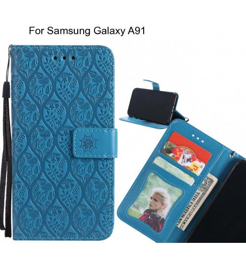 Samsung Galaxy A91 Case Leather Wallet Case embossed sunflower pattern