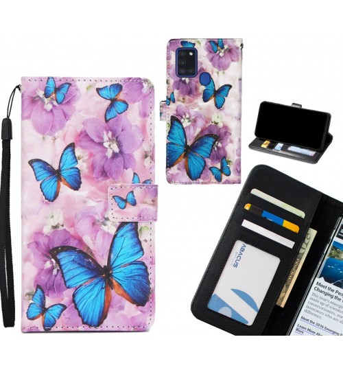 Samsung Galaxy A21S case 3 card leather wallet case printed ID