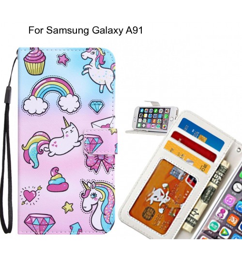 Samsung Galaxy A91 case 3 card leather wallet case printed ID