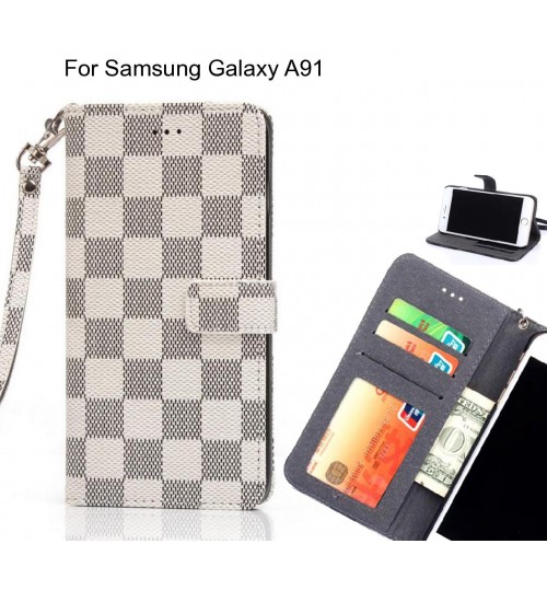 Samsung Galaxy A91 Case Grid Wallet Leather Case