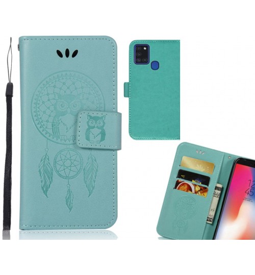 Samsung Galaxy A21S Case Embossed wallet case owl