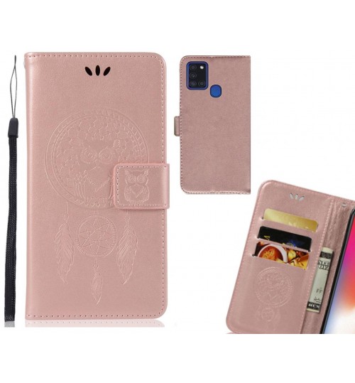 Samsung Galaxy A21S Case Embossed wallet case owl