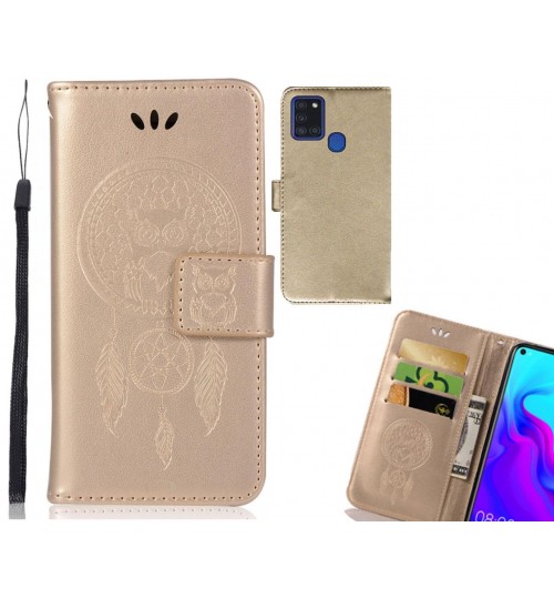 Samsung Galaxy A21S Case Embossed wallet case owl