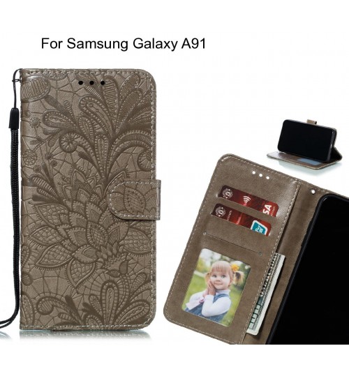 Samsung Galaxy A91 Case Embossed Wallet Slot Case - Grey