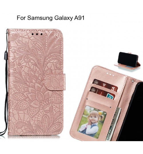 Samsung Galaxy A91 Case Embossed Wallet Slot Case - Rose Gold