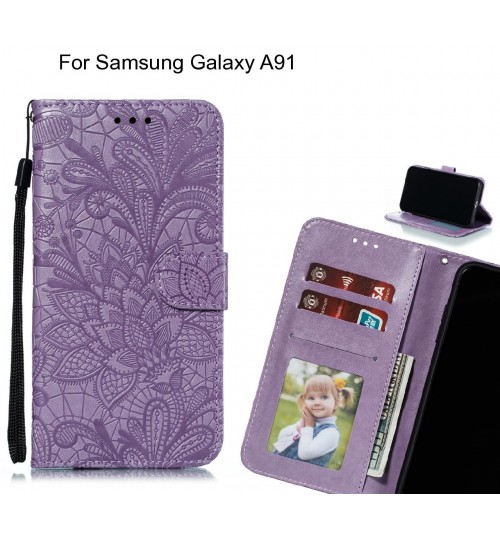 Samsung Galaxy A91 Case Embossed Wallet Slot Case - Purple