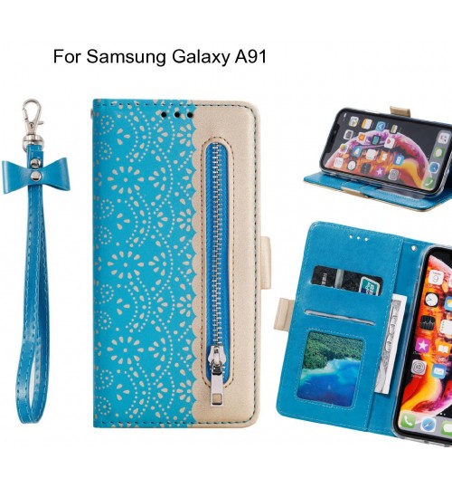 Samsung Galaxy A91 Case Multifunctional Wallet Case - Blue