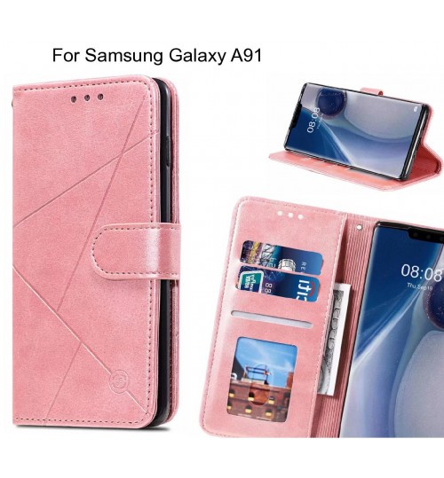 Samsung Galaxy A91 Case Fine Leather Wallet Case - Pink