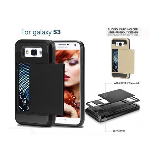 Galaxy S3 impact proof hybrid case card holder