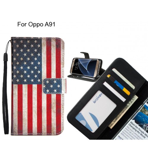 Oppo A91 case 3 card leather wallet case printed ID