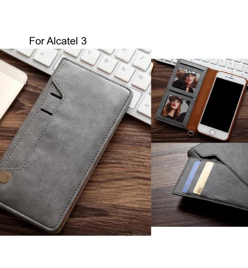 Alcatel 3 case slim leather wallet case 6 cards 2 ID magnet