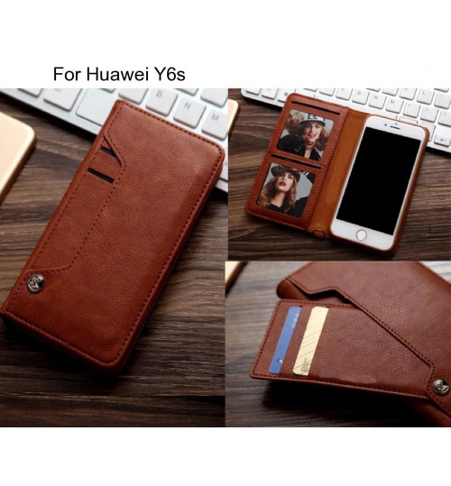 Huawei Y6s case slim leather wallet case 6 cards 2 ID magnet