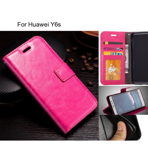 Huawei Y6s Case Fine Leather Wallet Case - Hot Pink