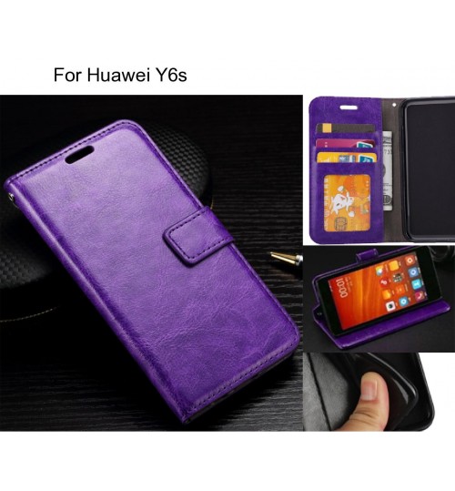 Huawei Y6s Case Fine Leather Wallet Case - Purple