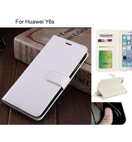 Huawei Y6s Case Fine Leather Wallet Case - White