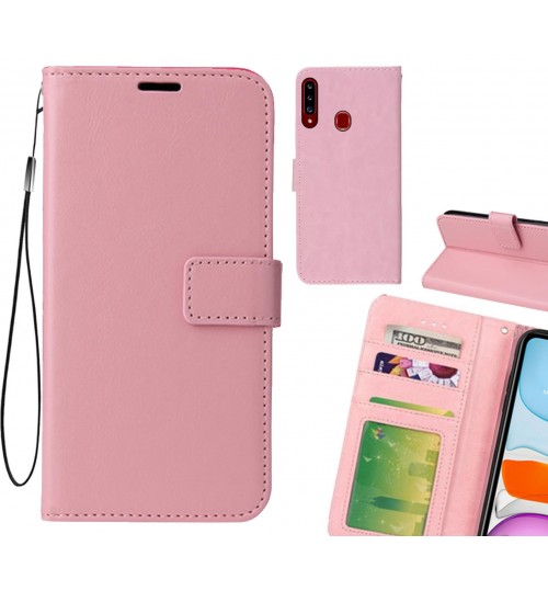 Samsung Galaxy A20s Case Fine Leather Wallet Case - Pink