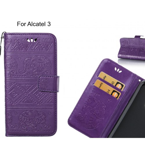 Alcatel 3 case Wallet Leather case Embossed Elephant Pattern