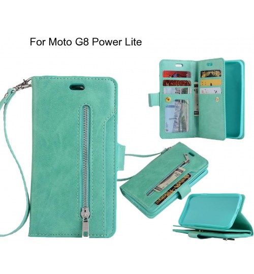 Moto G8 Power Lite case 10 cards slots wallet leather case with zip