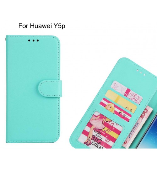 Huawei Y5p  Case Magnetic Flip Leather Wallet Case - Green