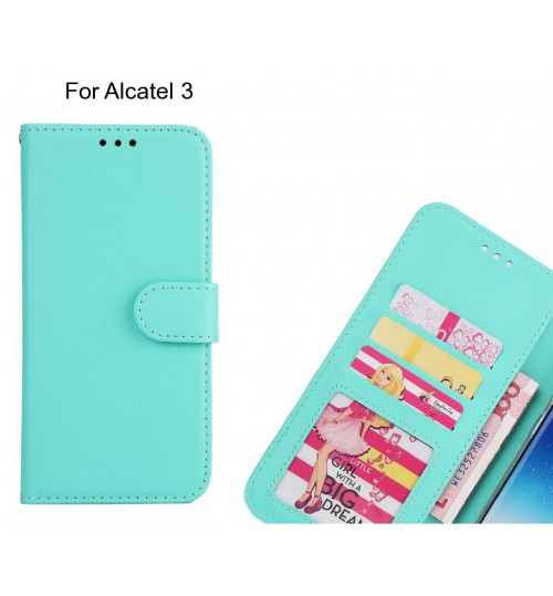 Alcatel 3  Case Magnetic Flip Leather Wallet Case - Green