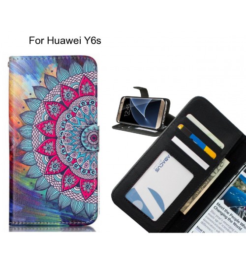 Huawei Y6s case 3 card leather wallet case printed ID