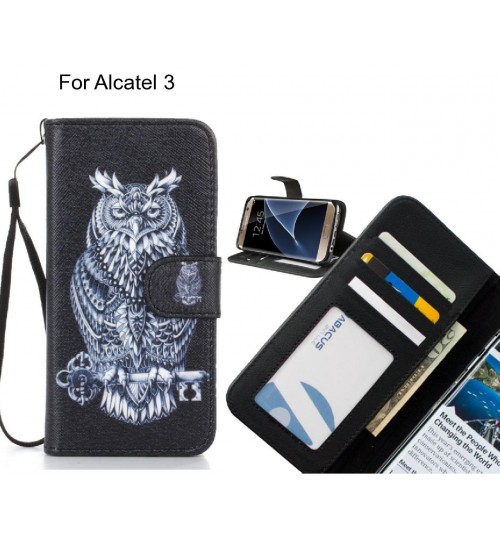 Alcatel 3 case 3 card leather wallet case printed ID