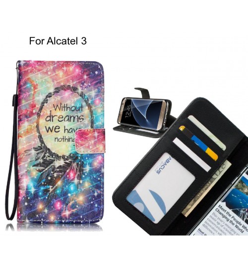Alcatel 3 case 3 card leather wallet case printed ID
