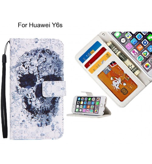 Huawei Y6s case 3 card leather wallet case printed ID