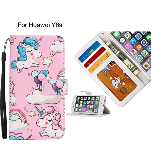 Huawei Y6s case 3 card leather wallet case printed ID