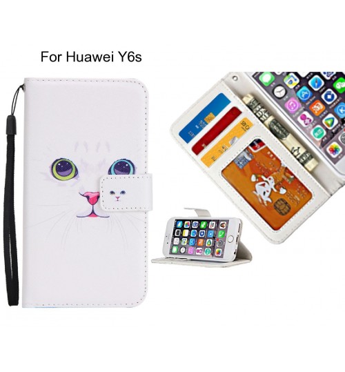 Huawei Y6s case 3 card leather wallet case printed ID