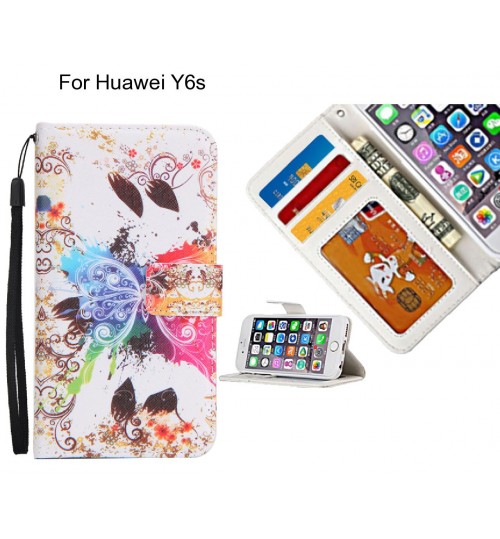 Huawei Y6s case 3 card leather wallet case printed ID