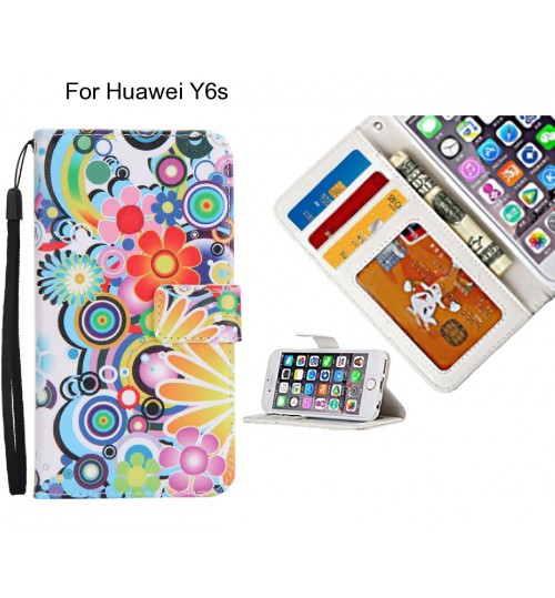 Huawei Y6s case 3 card leather wallet case printed ID