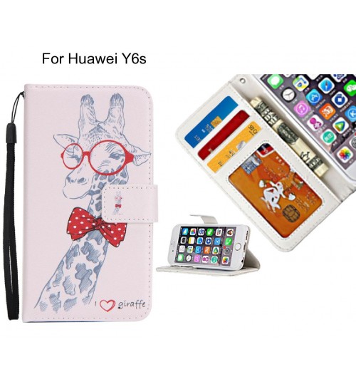 Huawei Y6s case 3 card leather wallet case printed ID