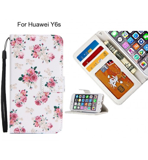 Huawei Y6s case 3 card leather wallet case printed ID