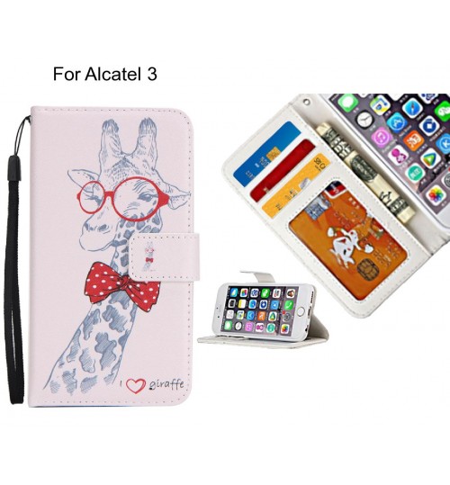 Alcatel 3 case 3 card leather wallet case printed ID