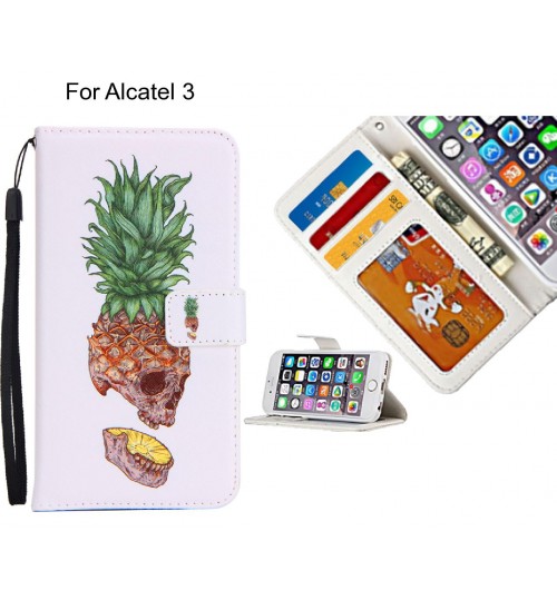 Alcatel 3 case 3 card leather wallet case printed ID