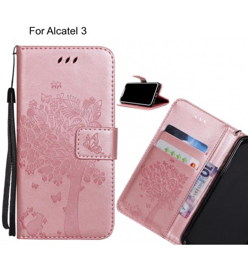 Alcatel 3 case leather wallet case embossed pattern