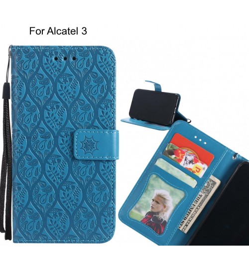 Alcatel 3 Case Leather Wallet Case embossed sunflower pattern