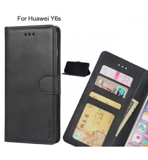 Huawei Y6s Case Executive Leather Wallet Case - Black