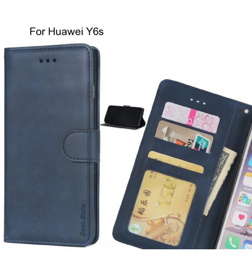 Huawei Y6s Case Executive Leather Wallet Case - Blue