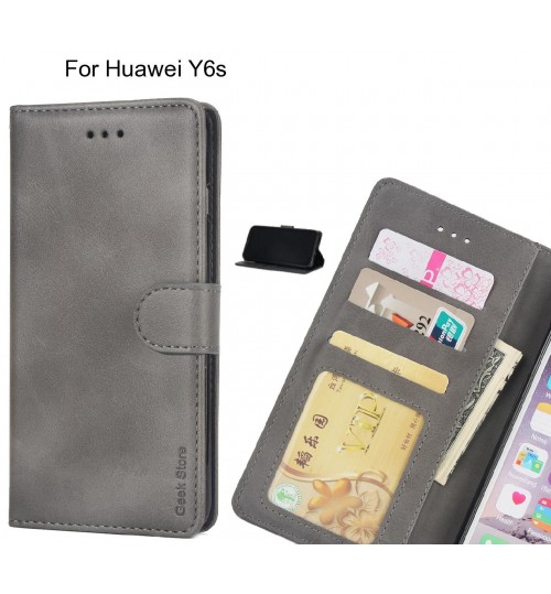 Huawei Y6s Case Executive Leather Wallet Case - Grey